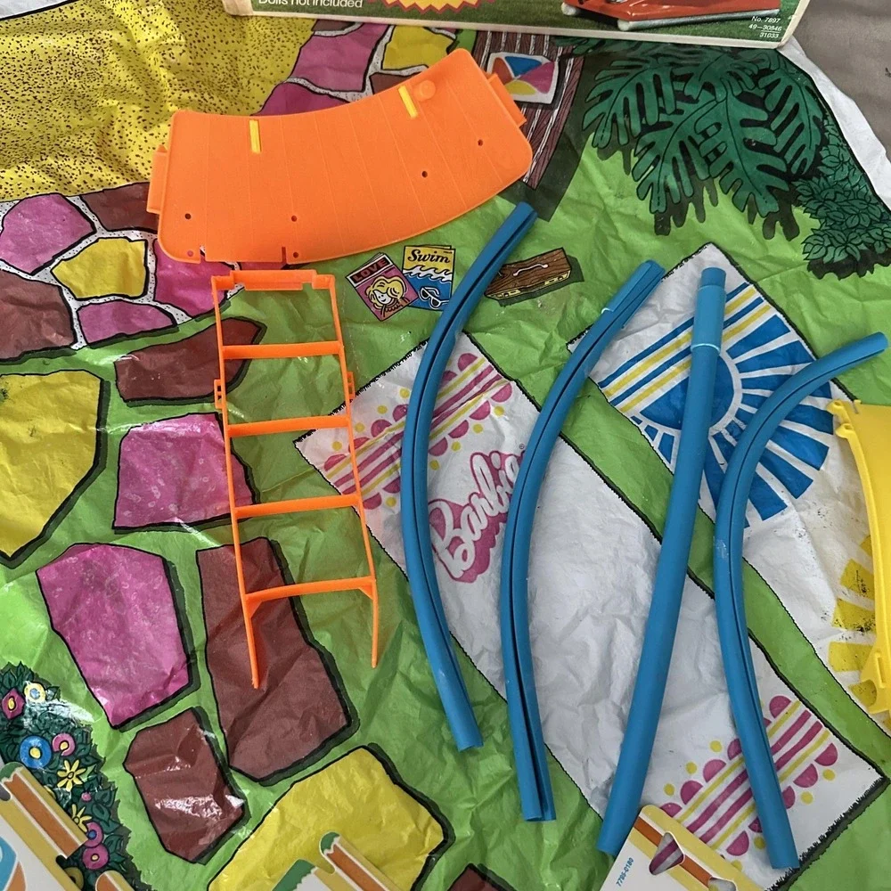 Vintage 1973 Barbie Pool Party Playset Mattel No 7897 Patio Mat‎ Set USA Toy